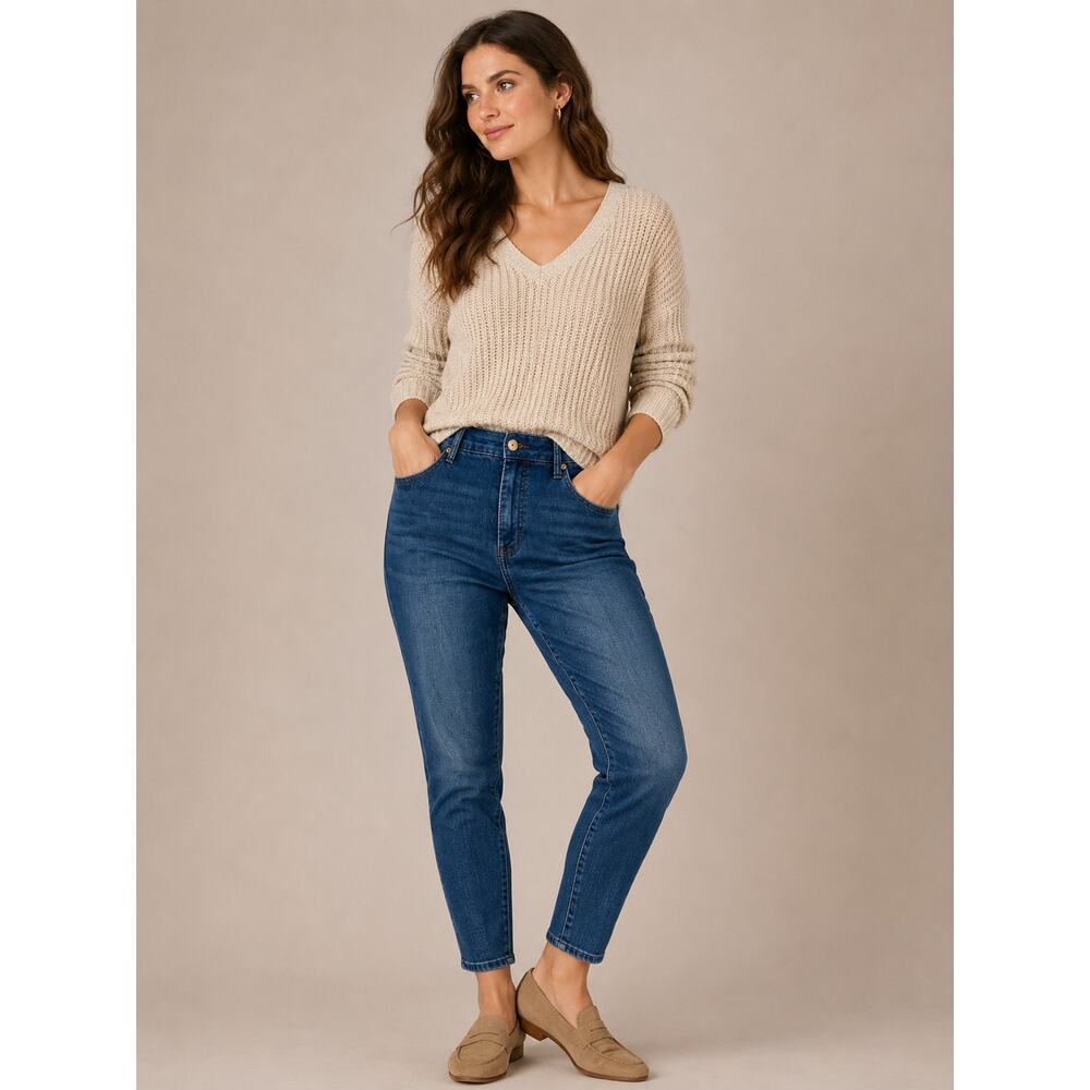 High Rise Skinny Ankle Jeans Womens Blue Stretch Denim Casual Jeans